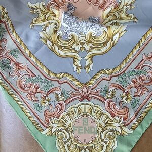 Fendi Gray and Gold Scarf